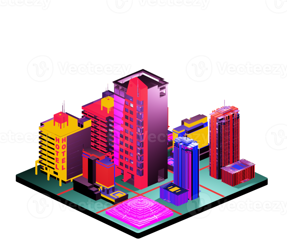 Isometric building arrangement png