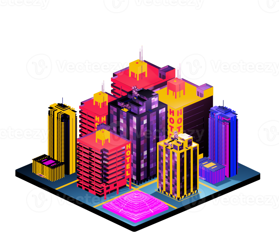 Isometric building arrangement png