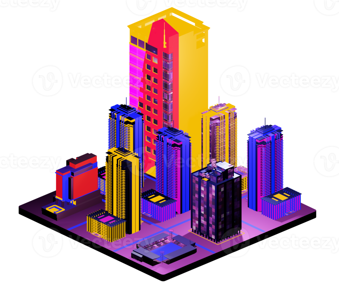 Isometric building arrangement png