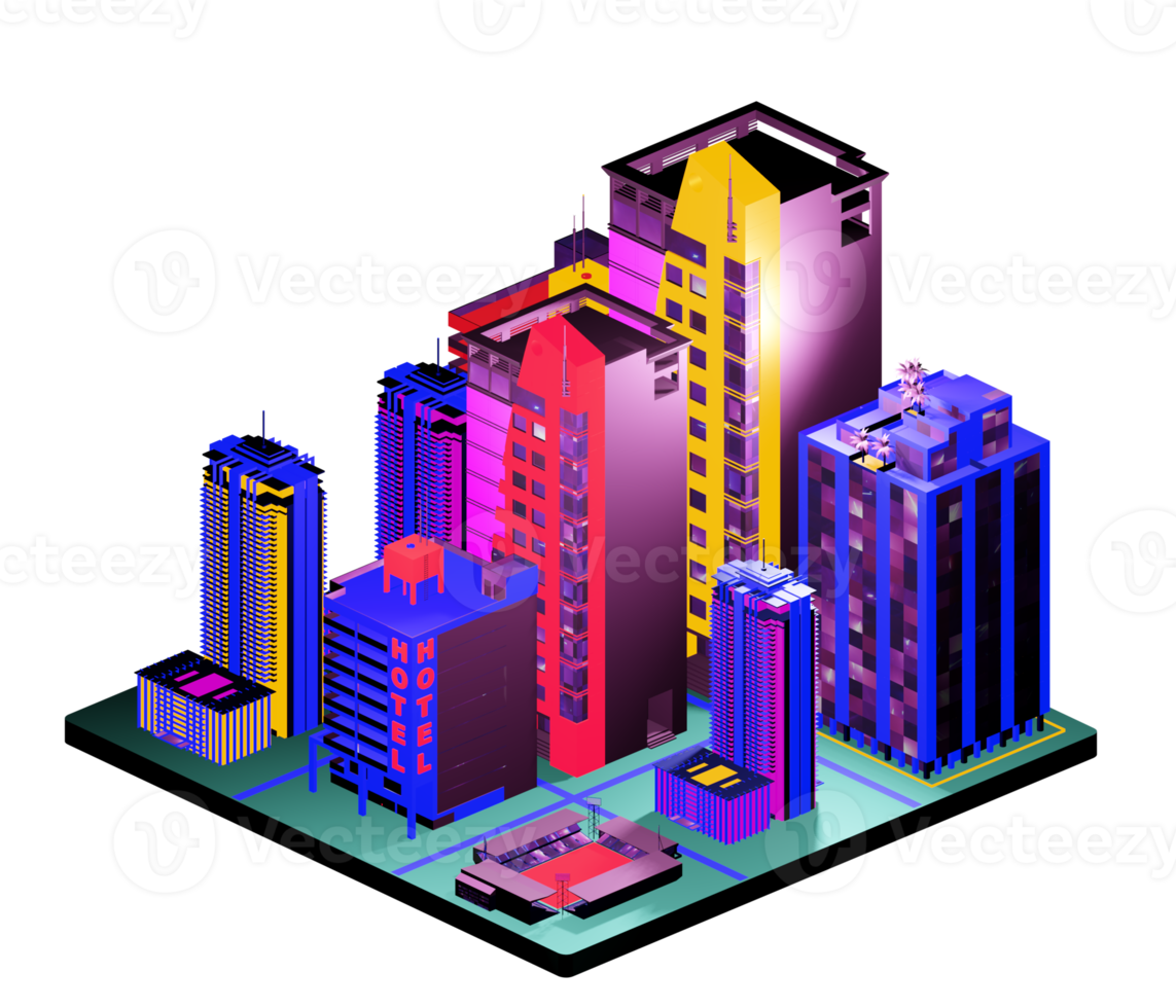 Retro isometric building png