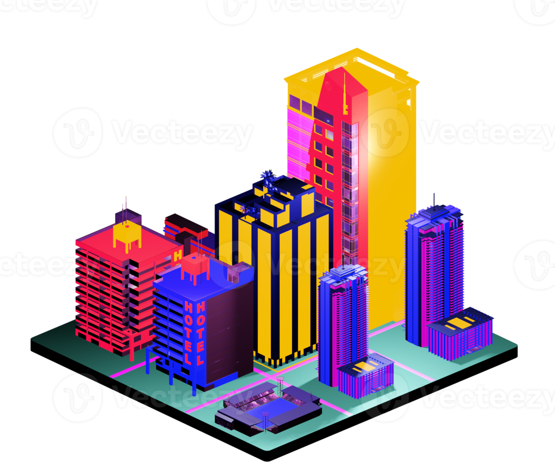 Isometric building arrangement png