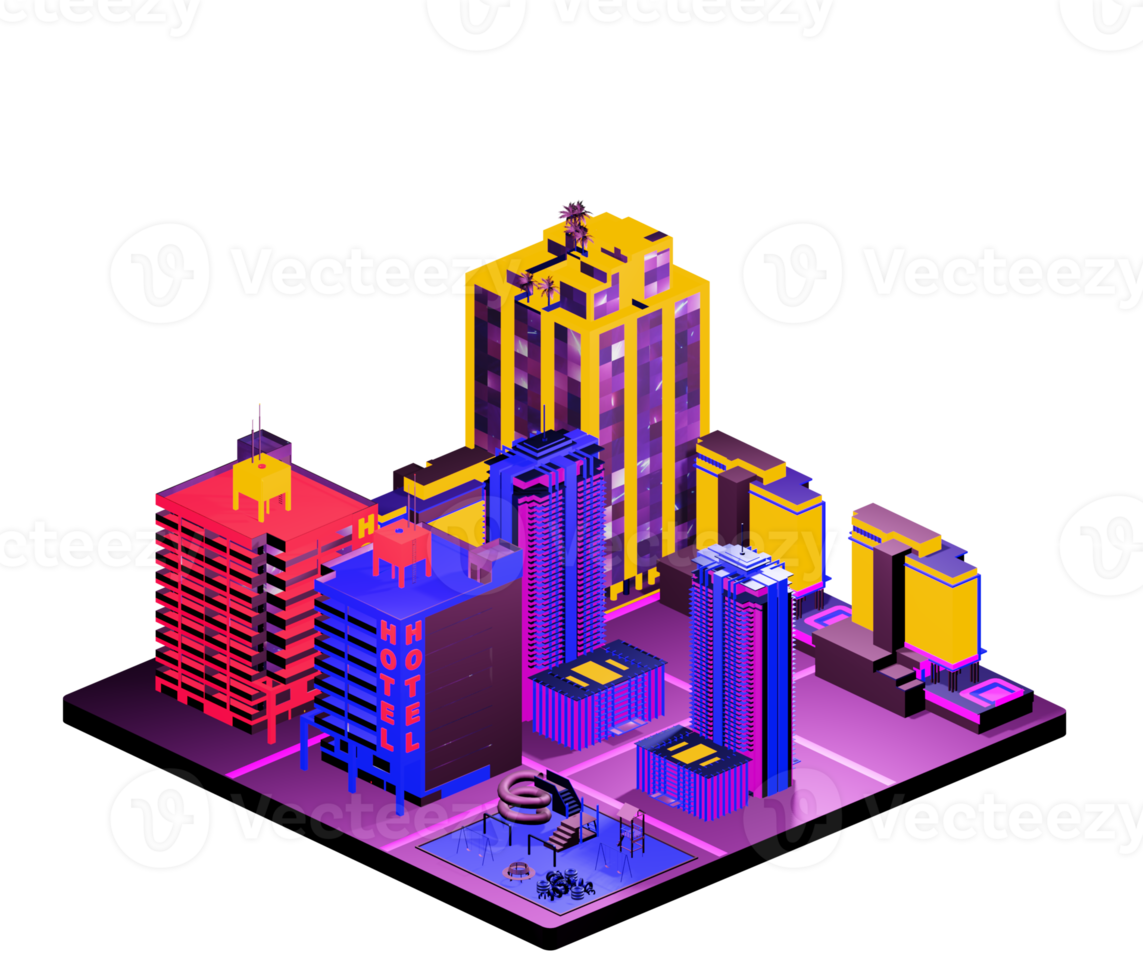 Retro isometric building png