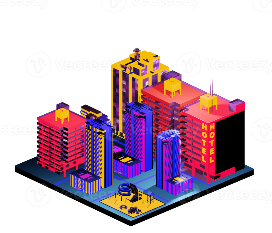 Retro isometric building png