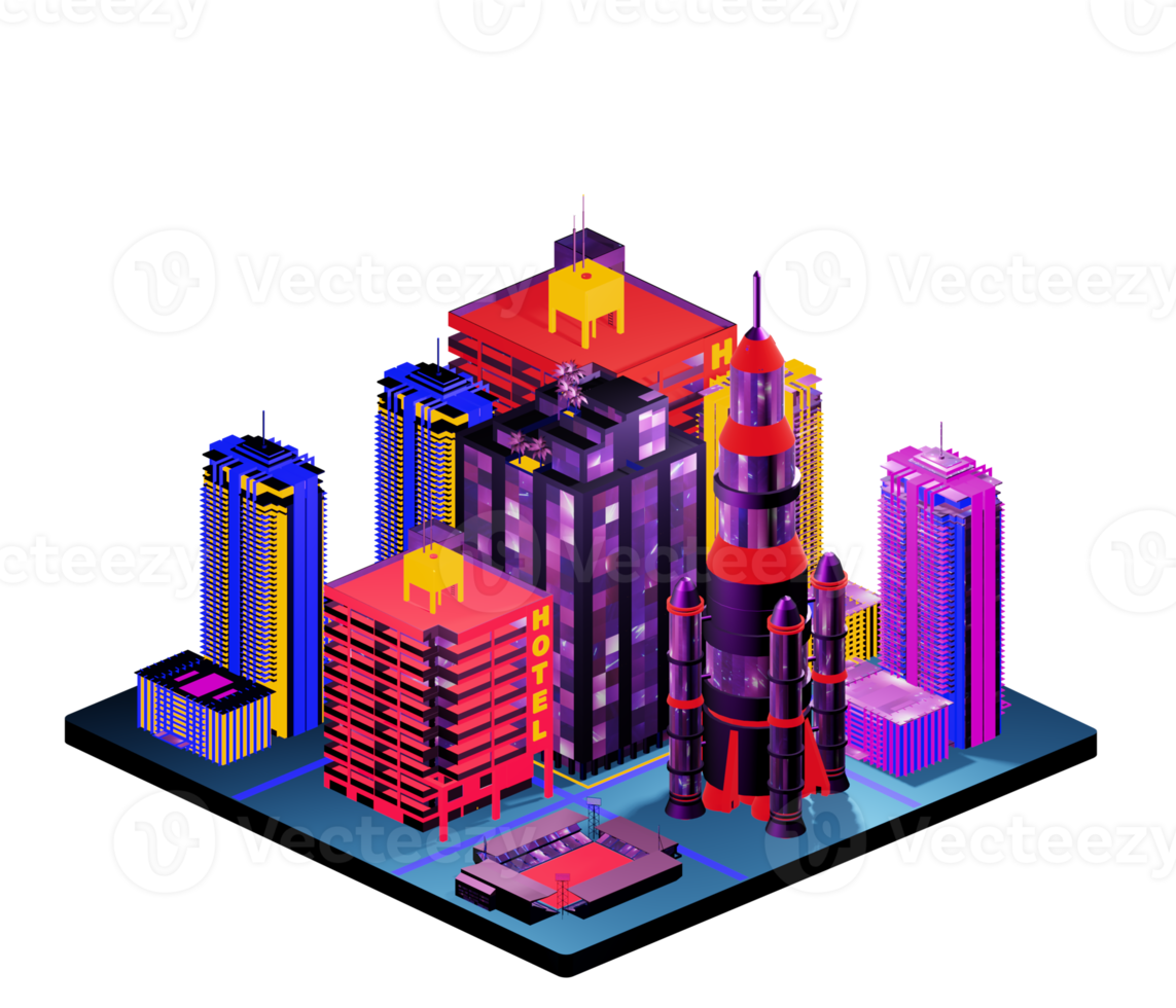 Isometric building in retro style png