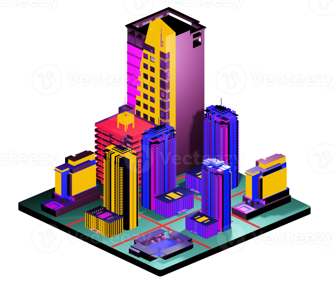 Isometric building in retro style png