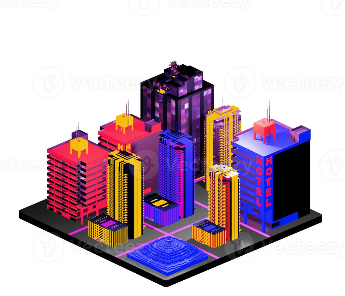 Isometric building arrangement png