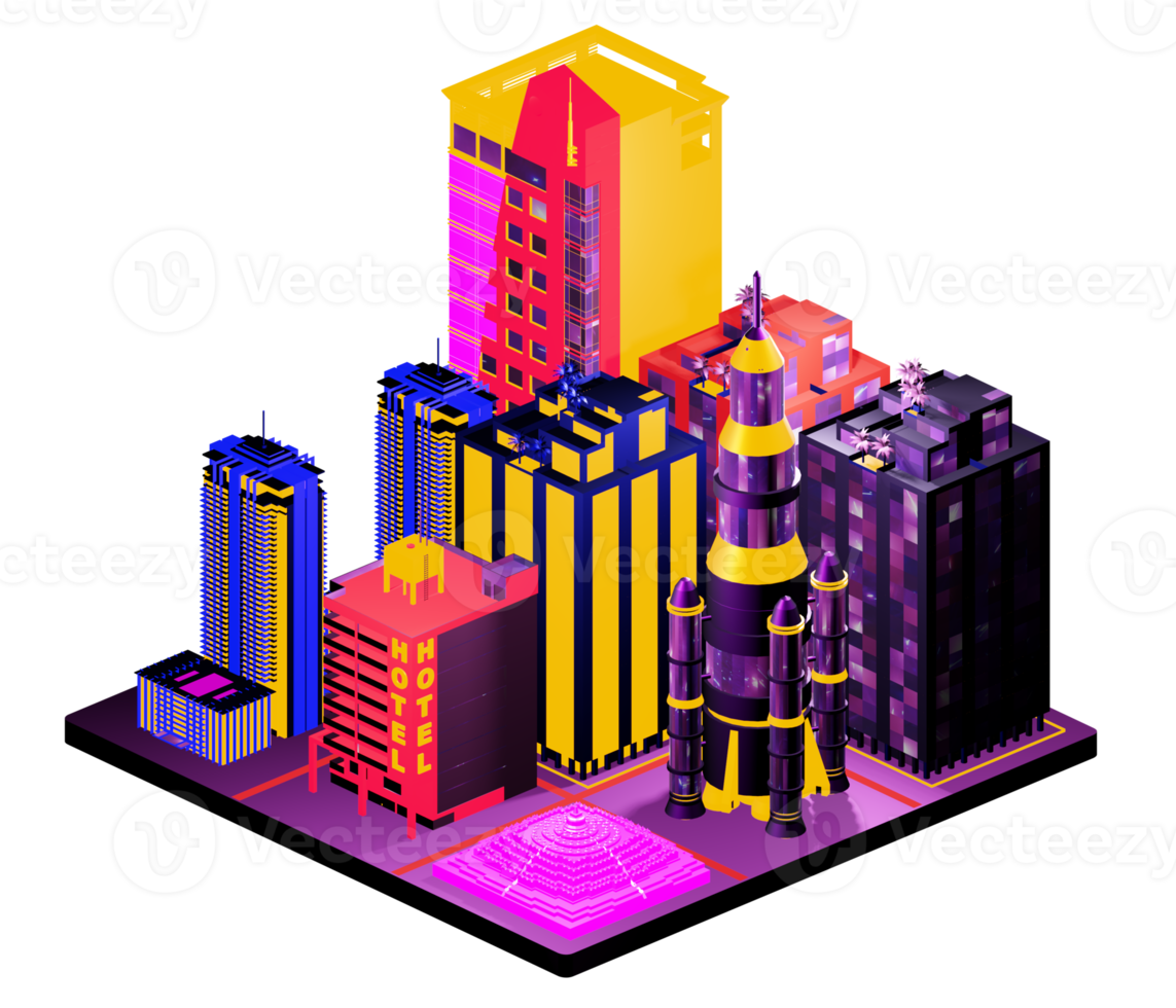 Isometric building in retro style png