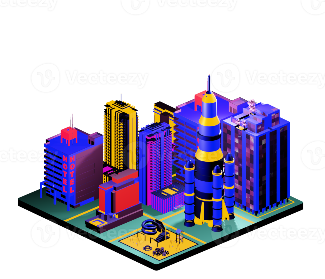 Retro isometric building png