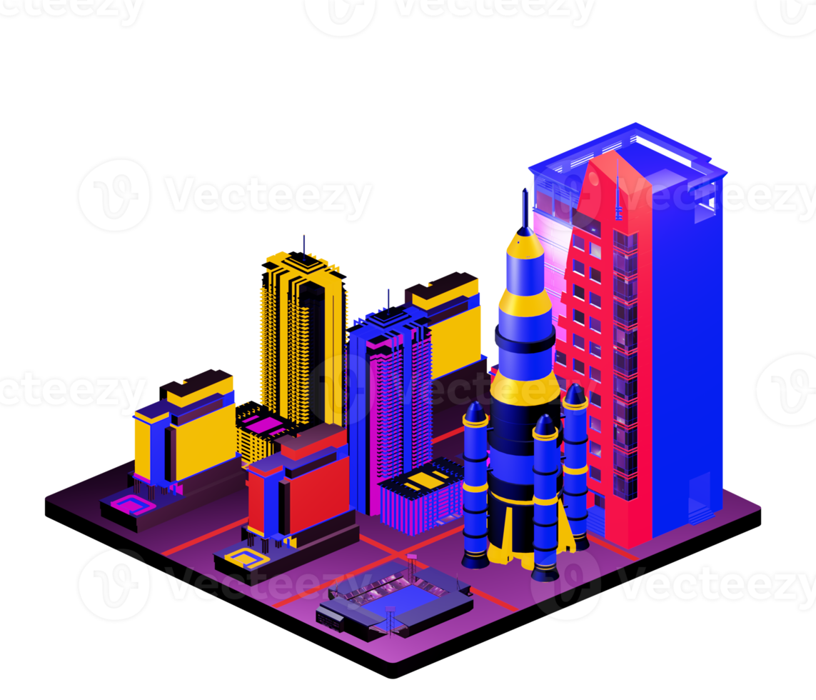 Retro isometric building png
