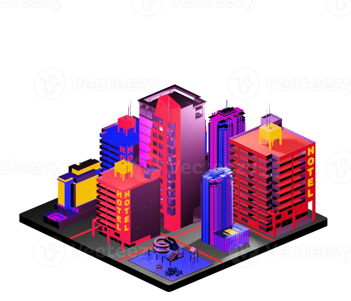 Isometric building arrangement png