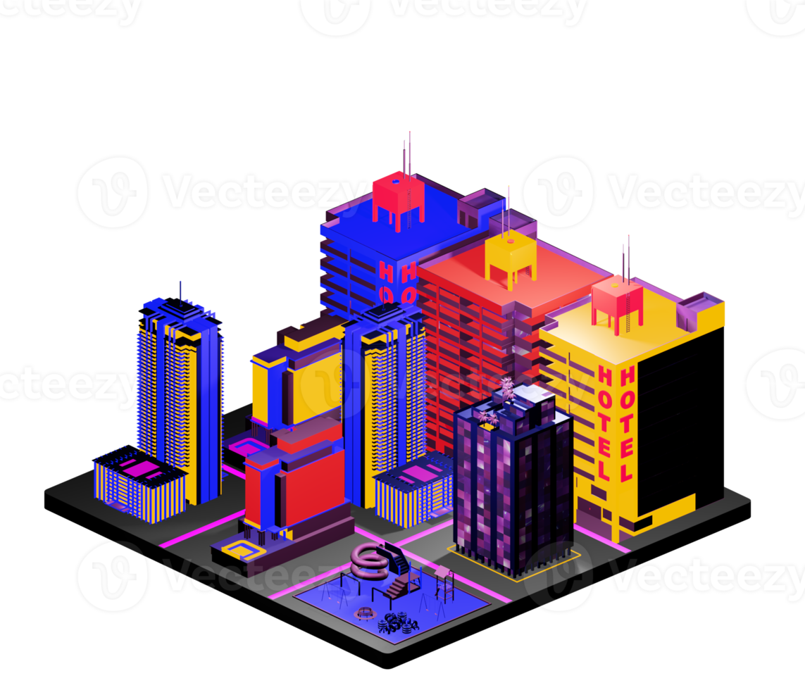 Isometric building arrangement png