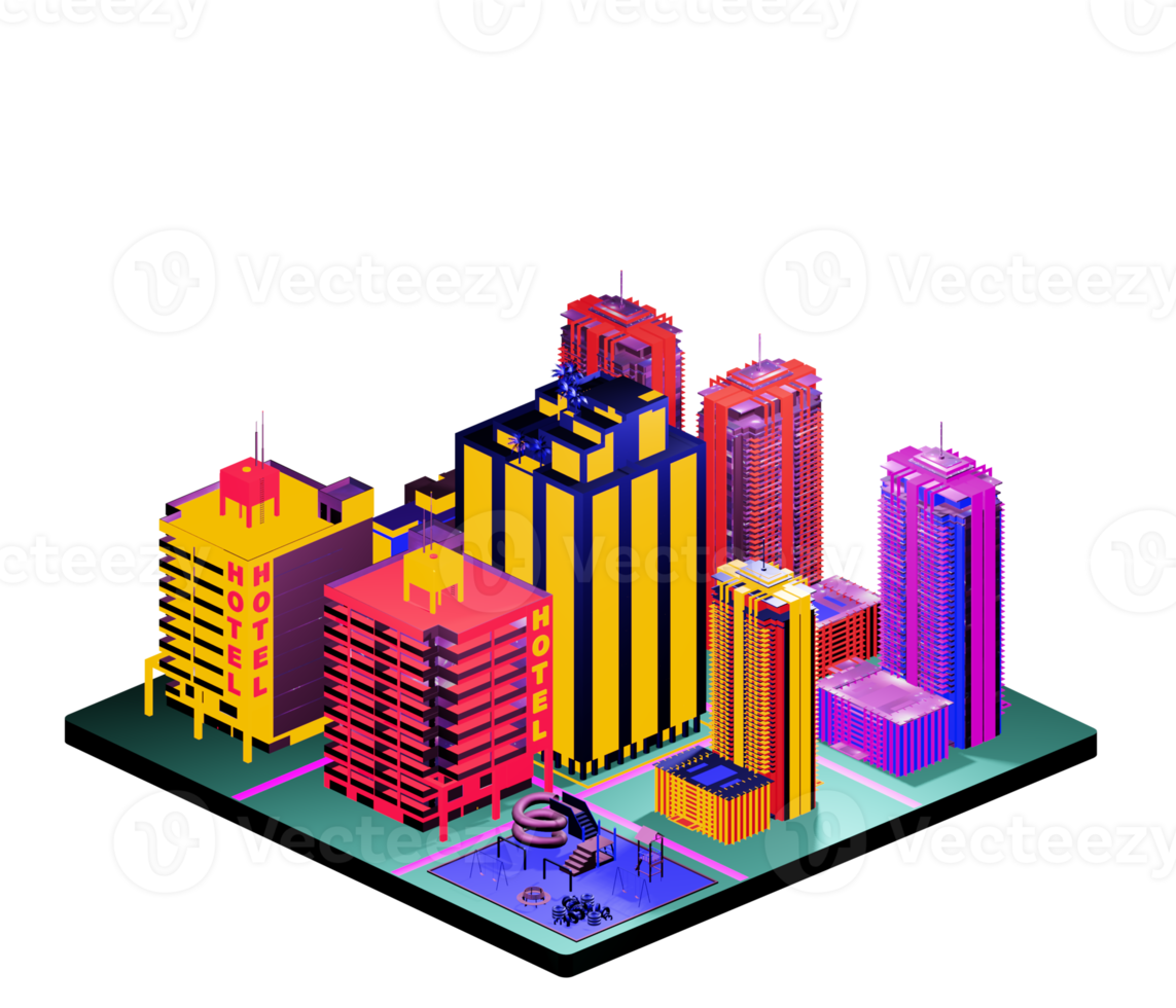 Isometric building arrangement png