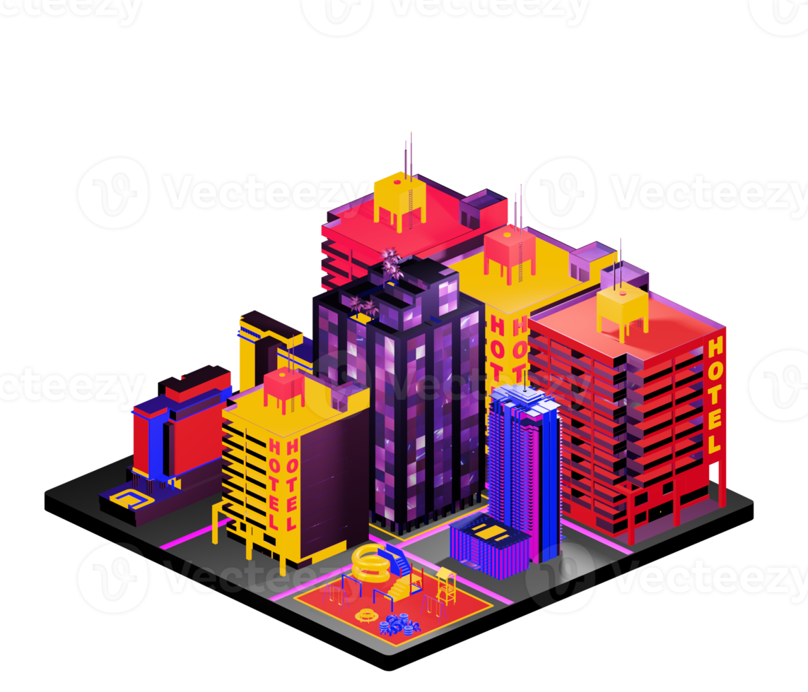 Retro isometric building png