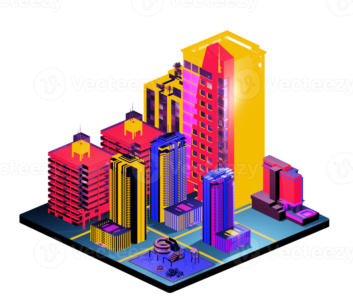 Isometric building in retro style png