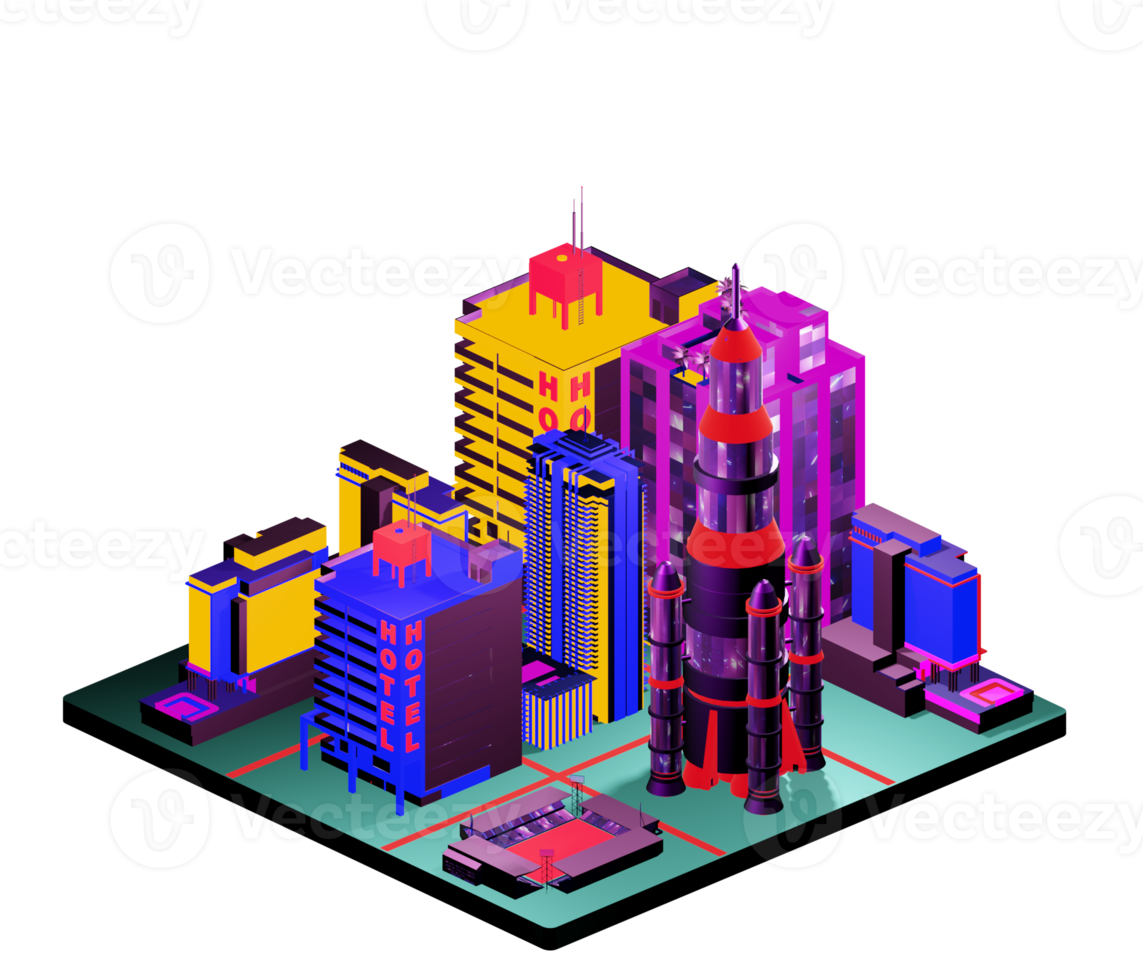 Isometric building arrangement png