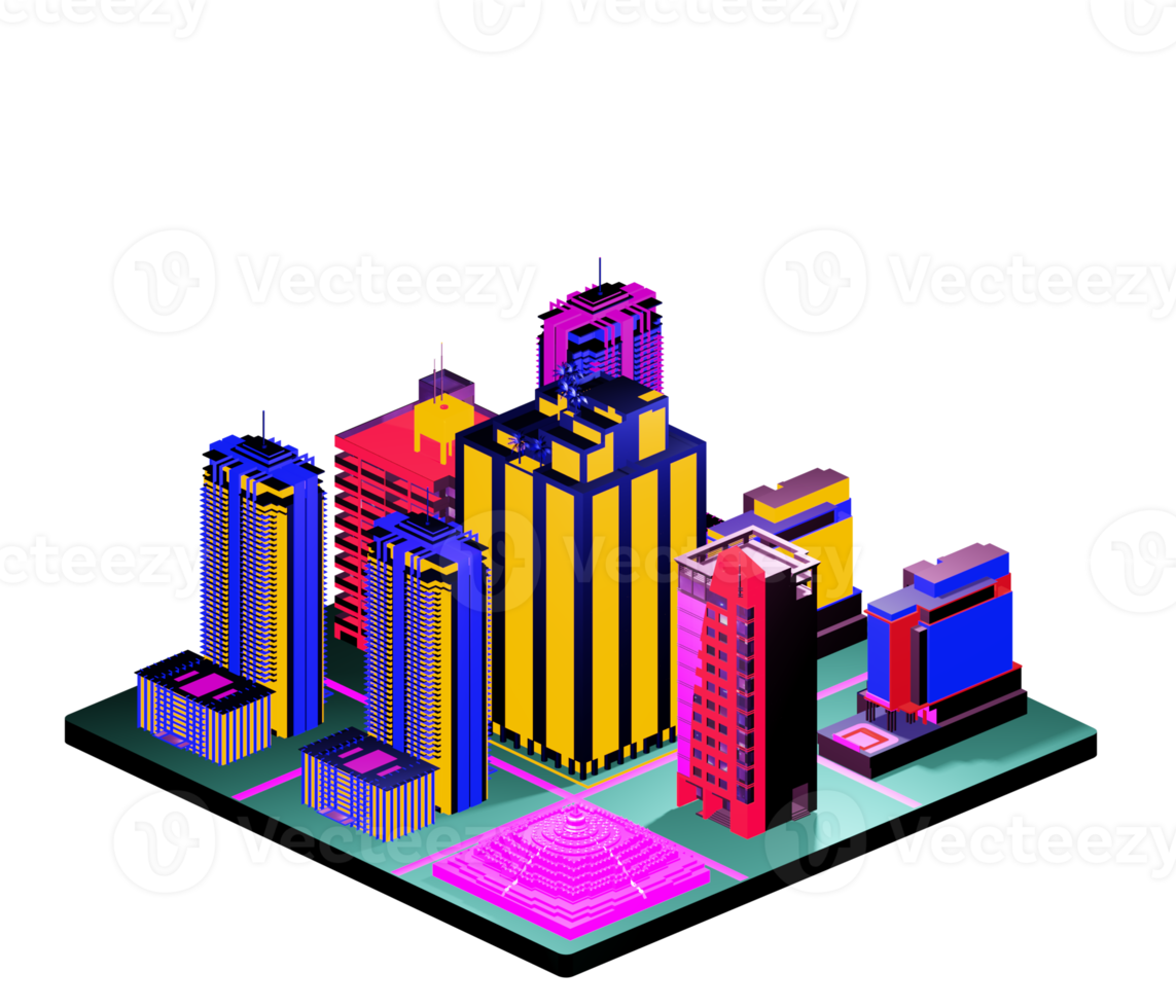 edifício isométrico retrô png