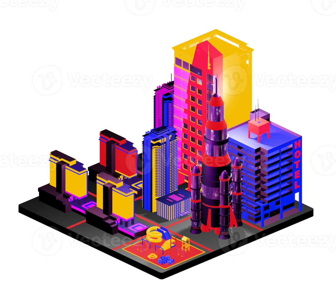 Isometric building arrangement png