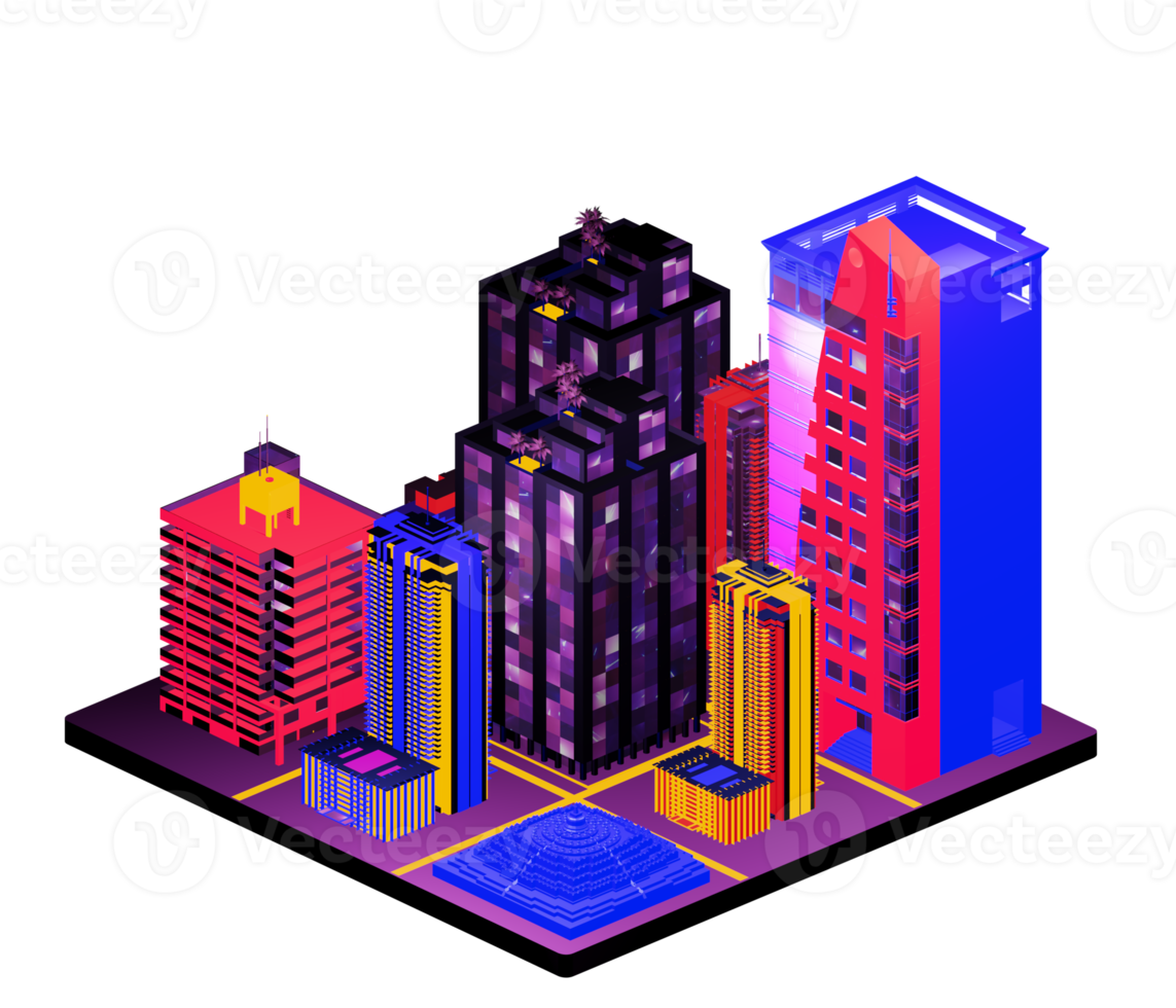 Isometric building arrangement png