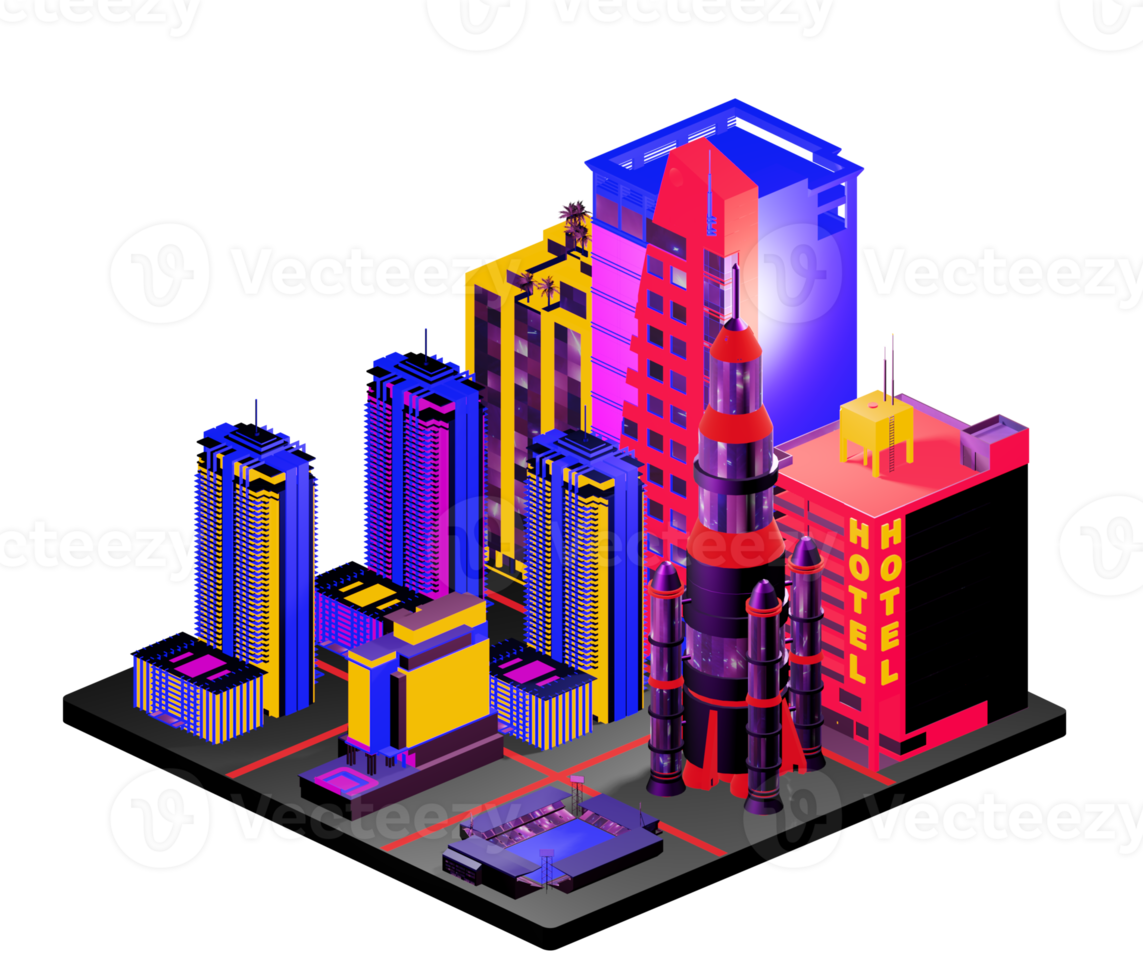 Retro isometric building png