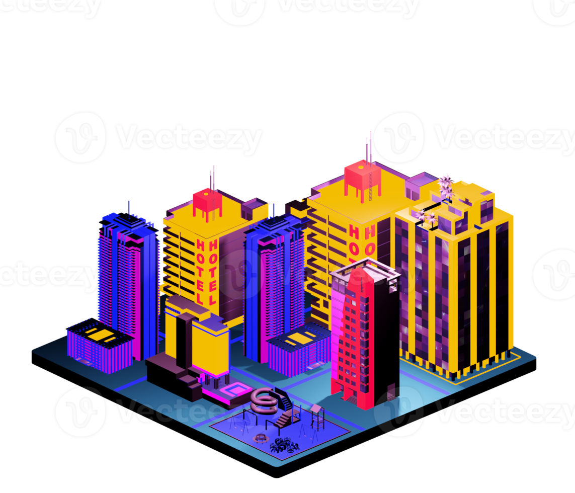 Isometric building arrangement png