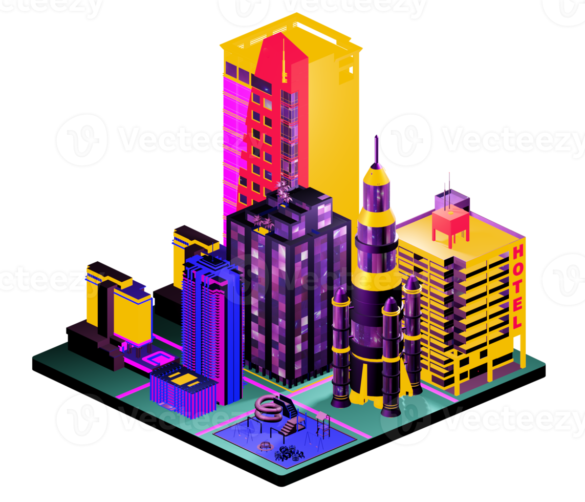 Isometric building in retro style png