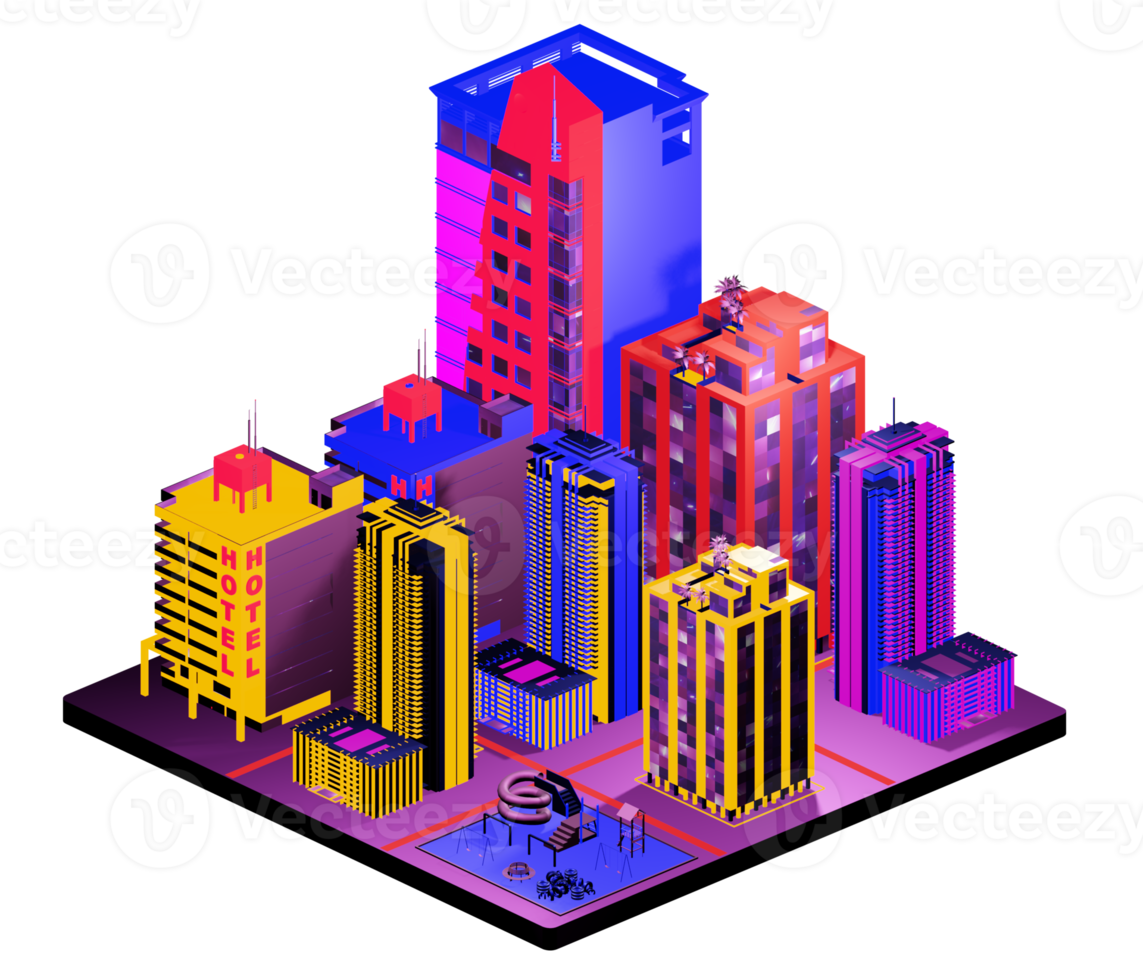 Isometric building arrangement png