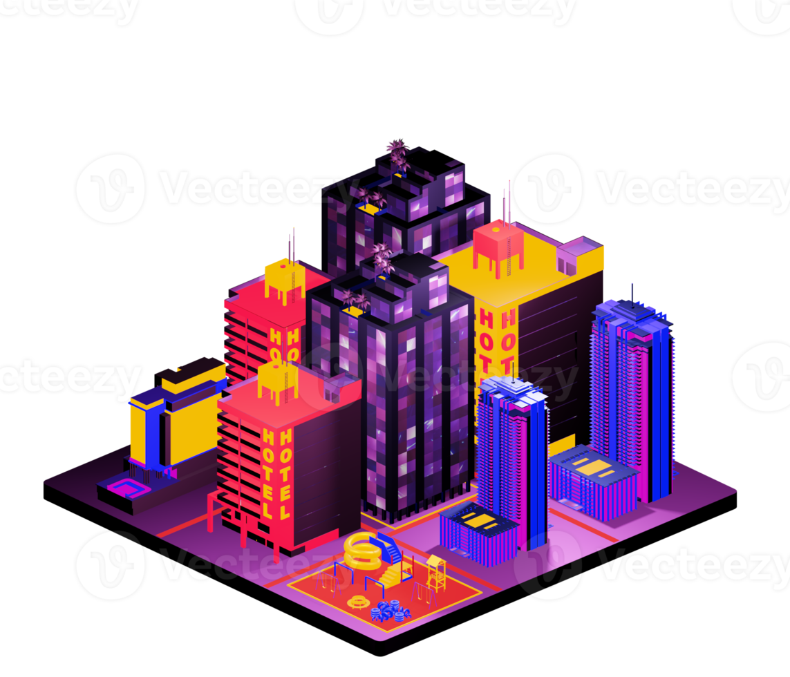 Isometric building in retro style png