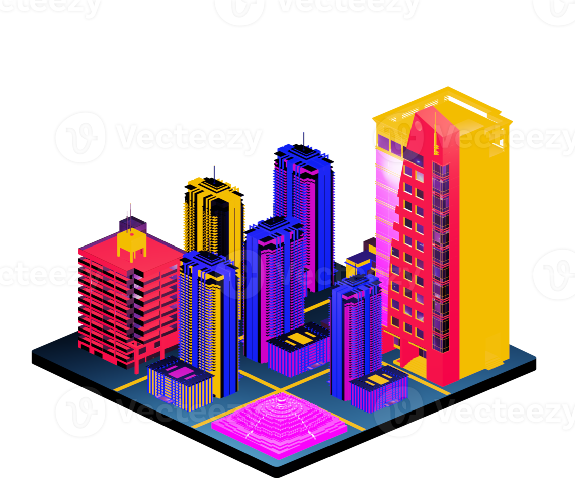 Isometric building arrangement png