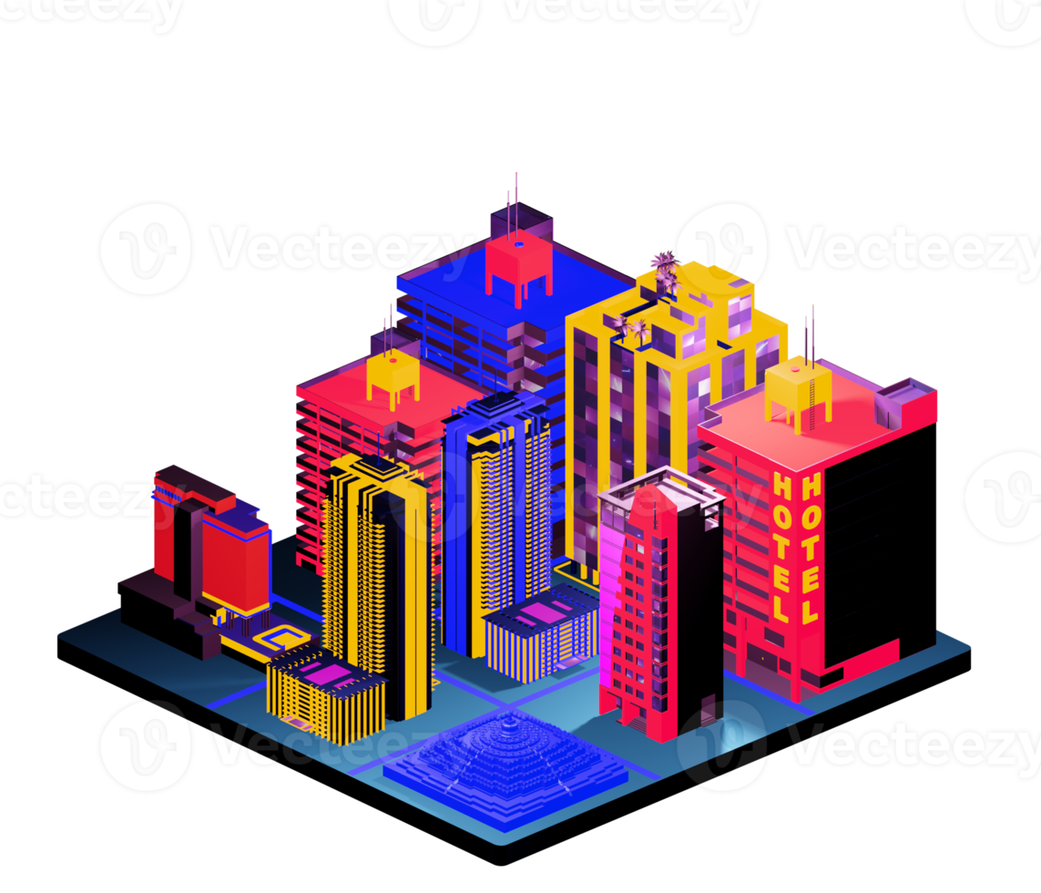 Isometric building arrangement png