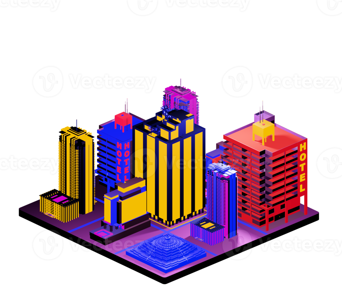 Isometric building arrangement png