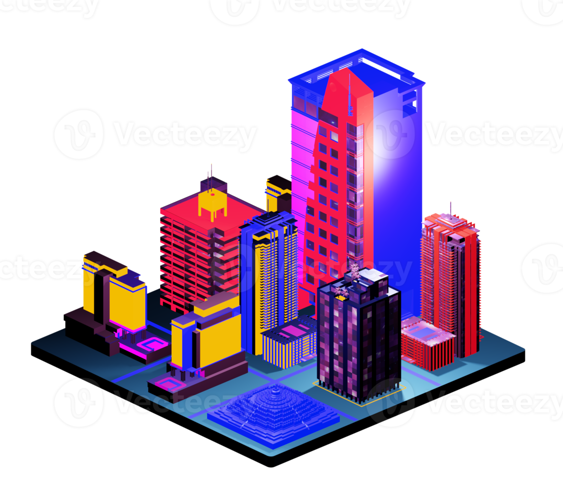 Isometric building in retro style png