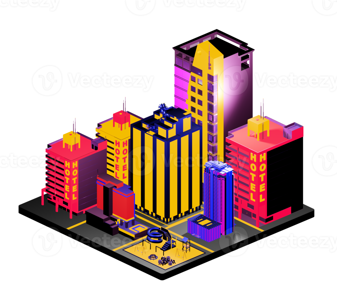 Isometric building arrangement png