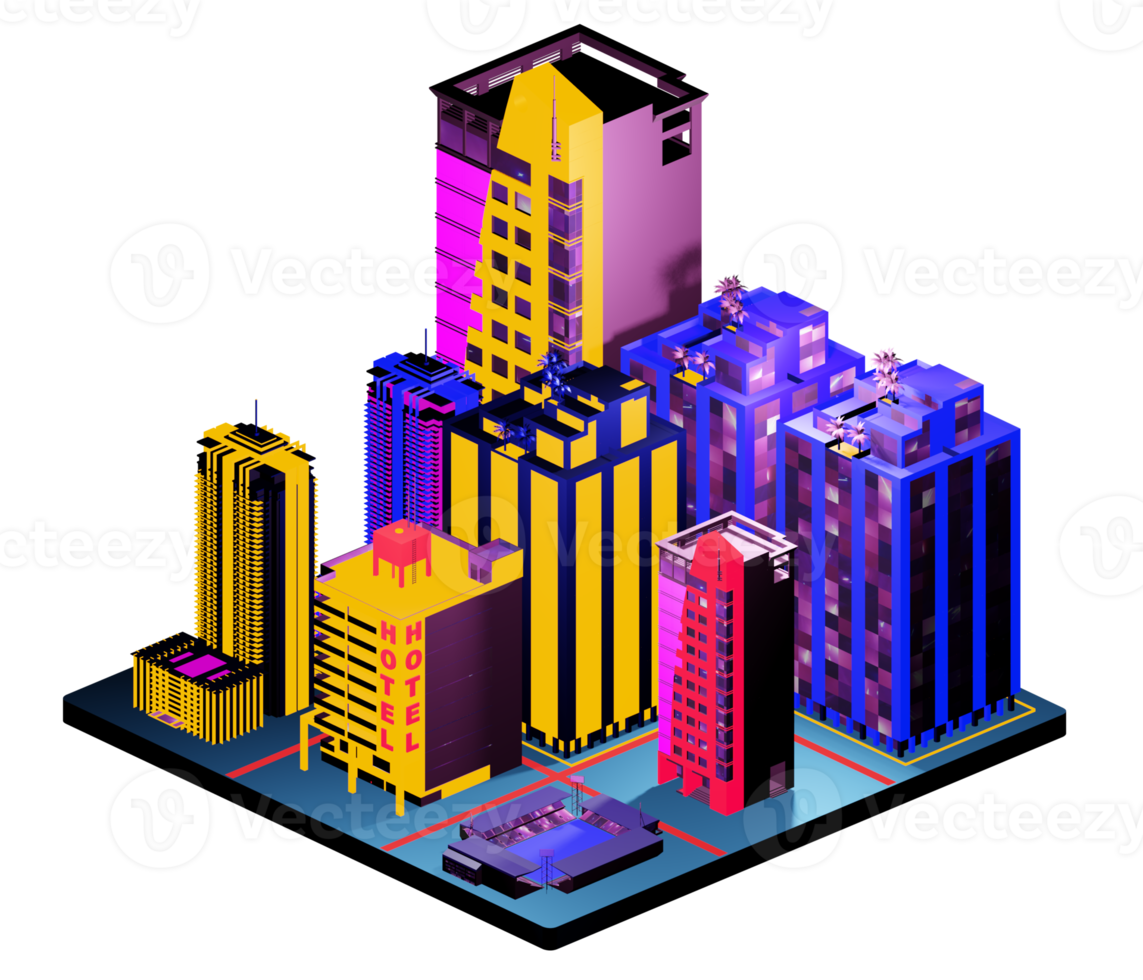 Retro isometric building png