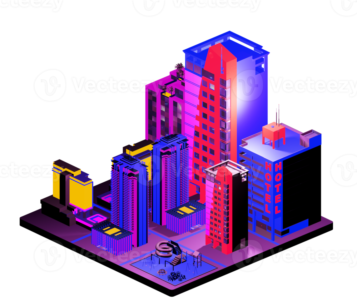 Retro isometric building png