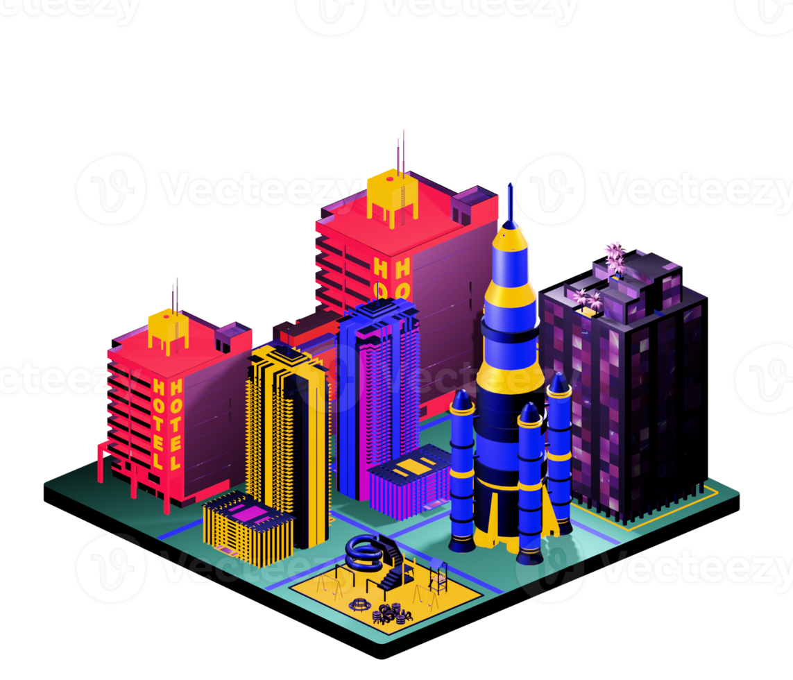 Isometric building in retro style png
