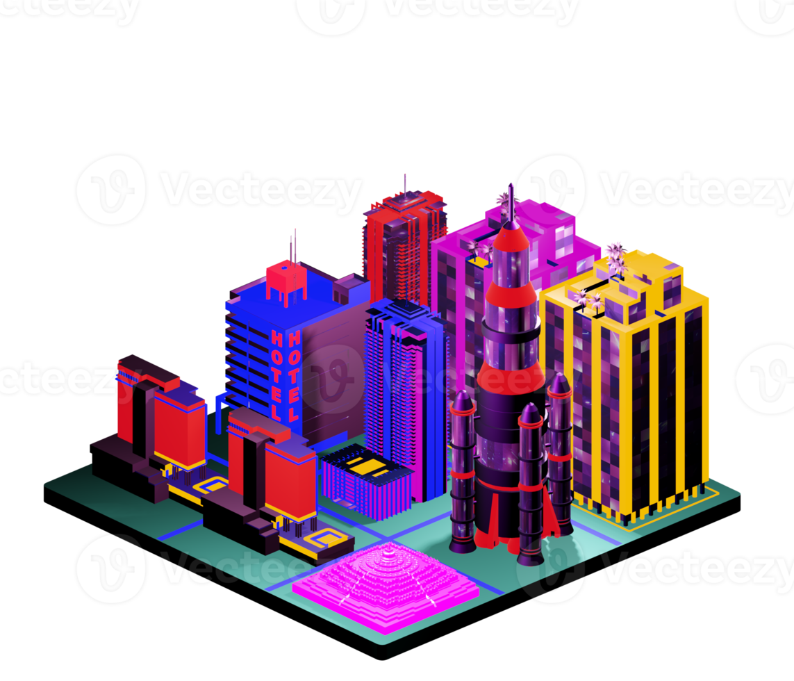Retro isometric building png