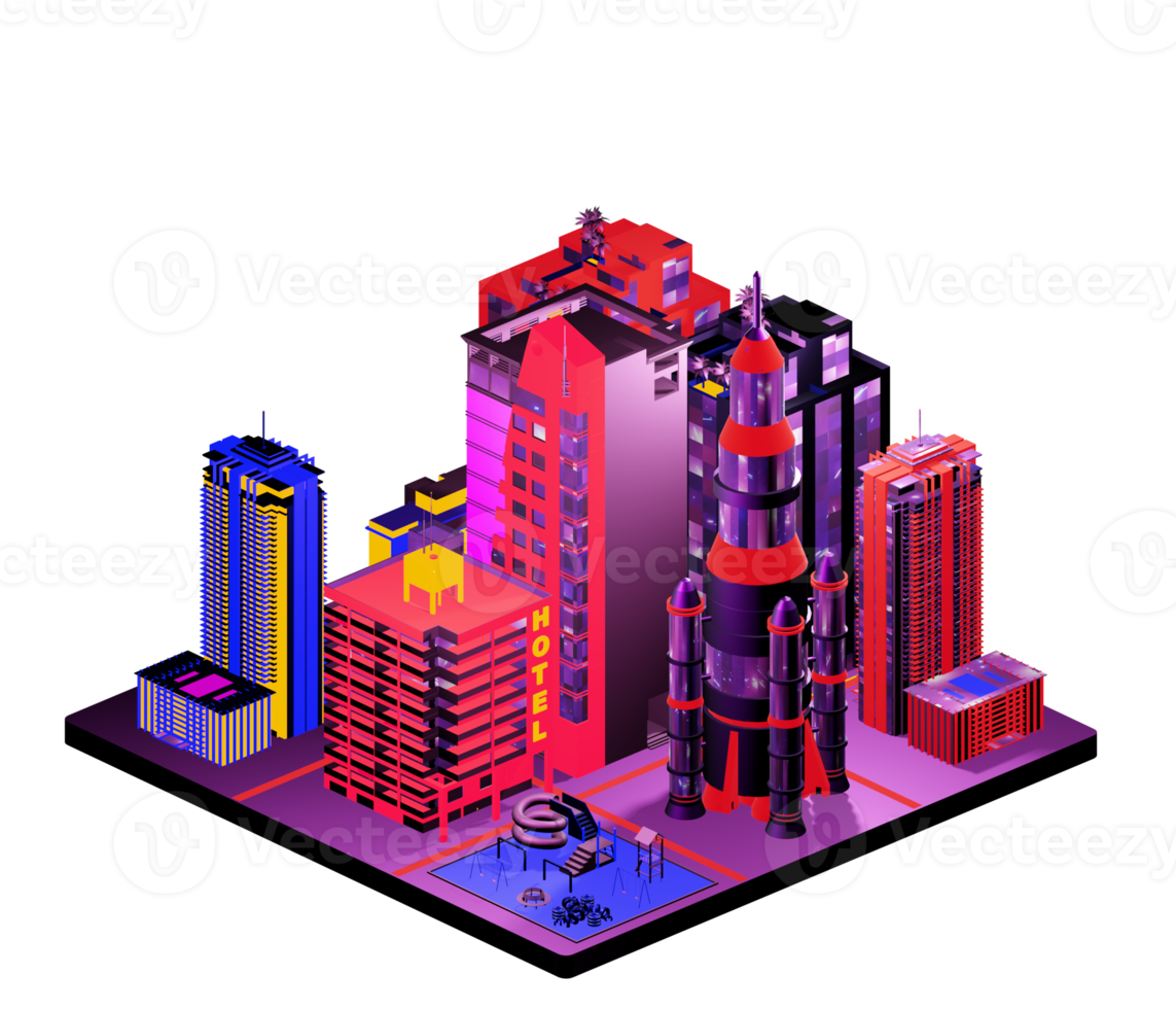 Isometric building arrangement png