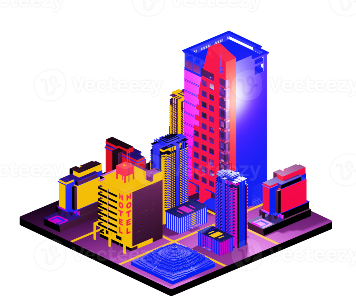 Isometric building arrangement png