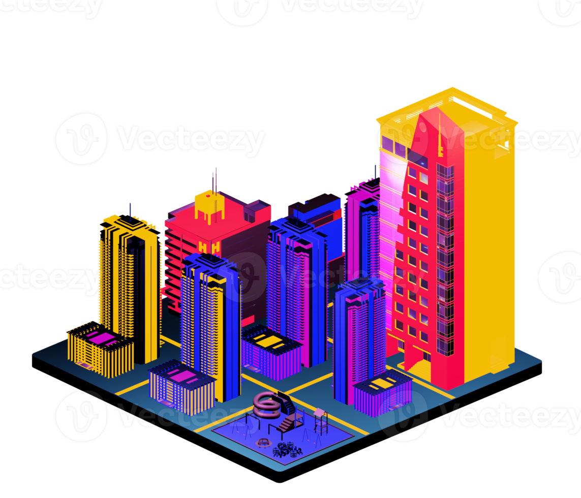 Isometric building arrangement png