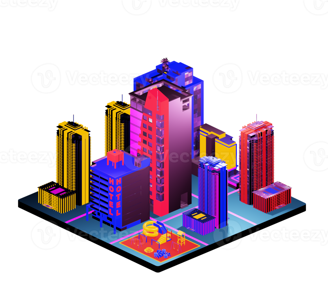 Retro isometric building png