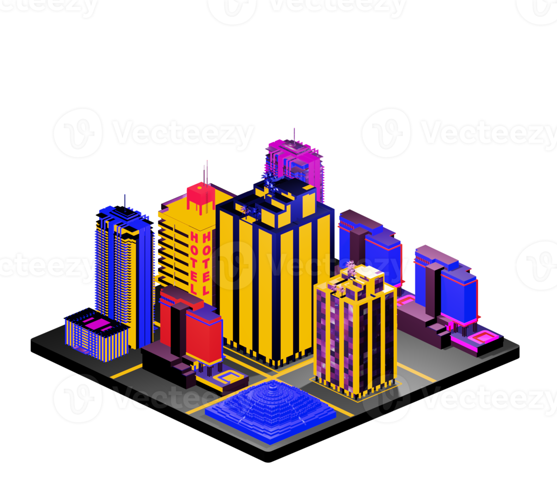 Retro isometric building png