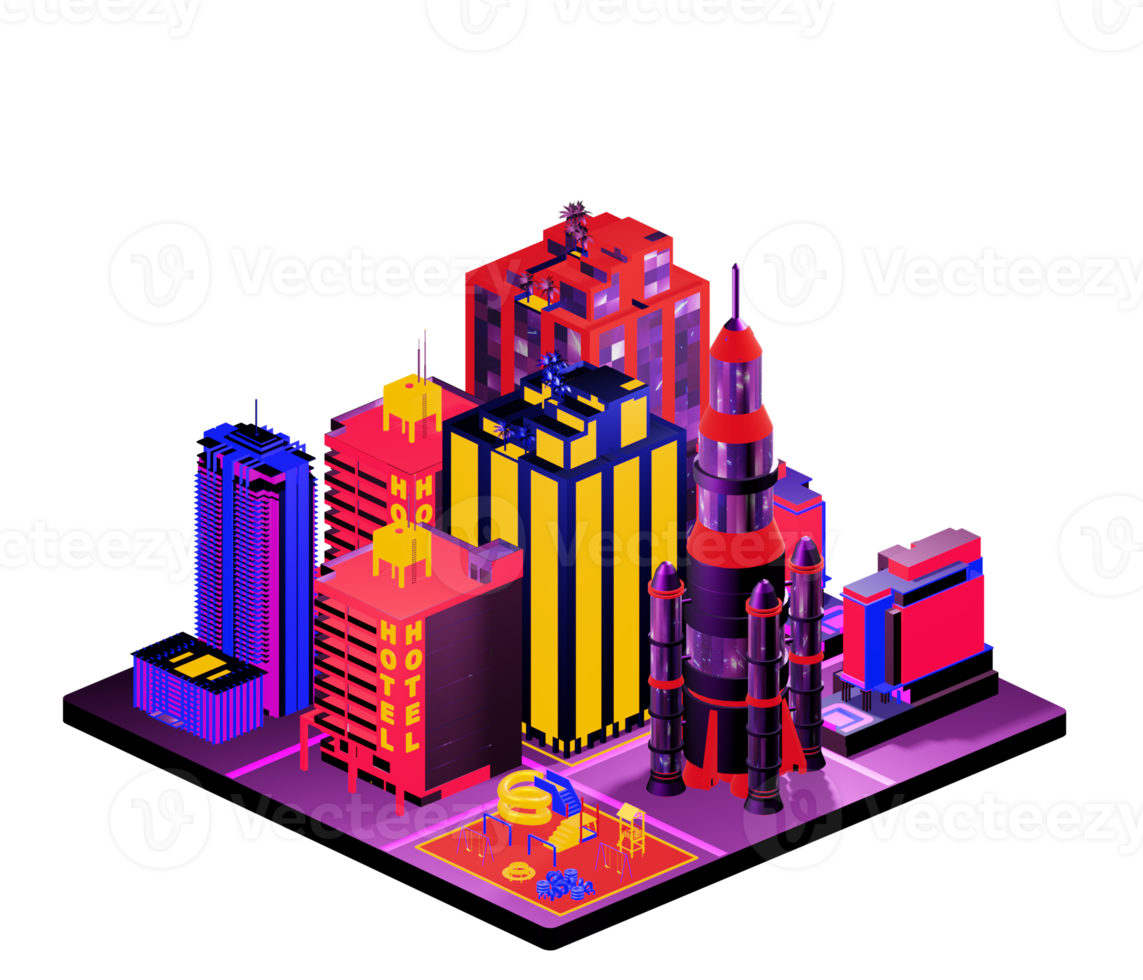 Isometric building in retro style png