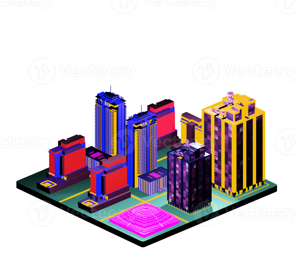 Isometric building arrangement png