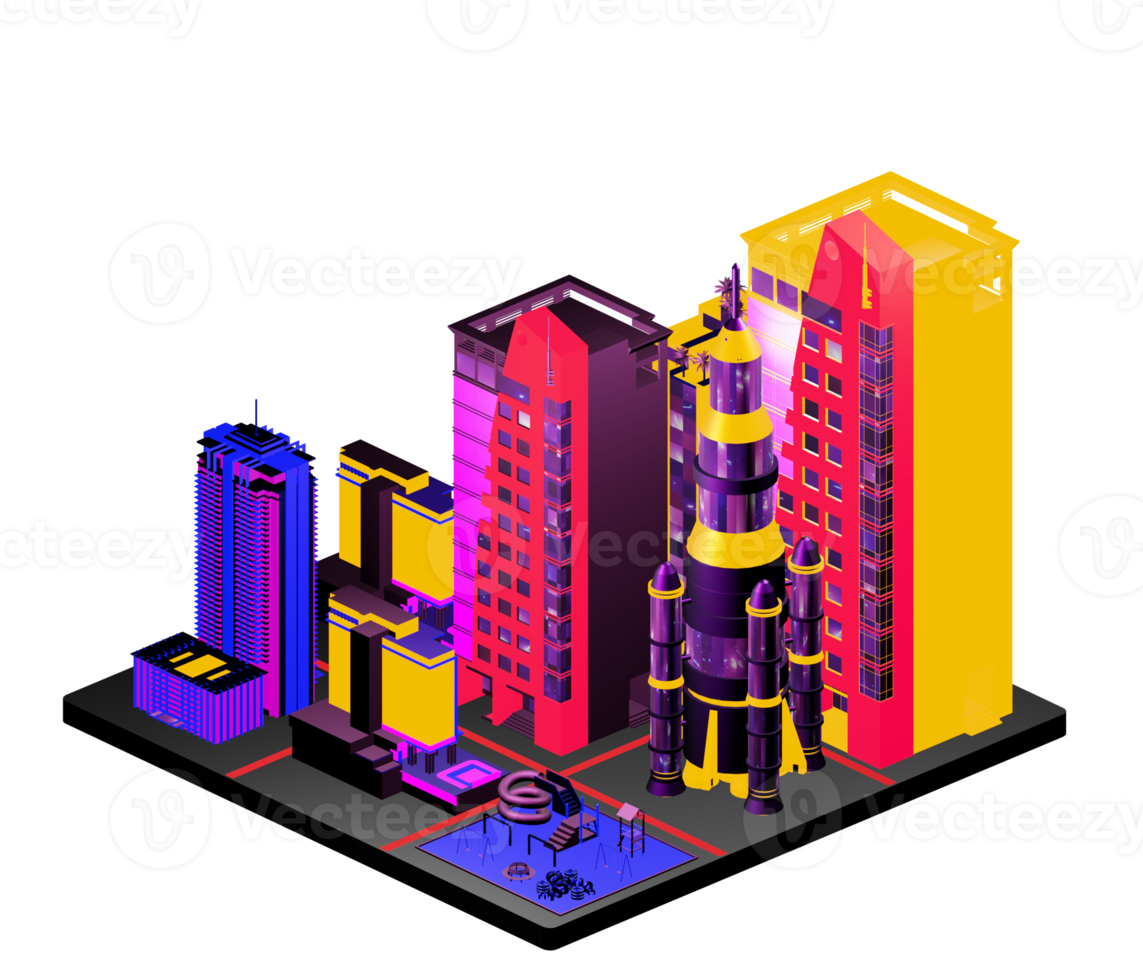 Isometric building arrangement png