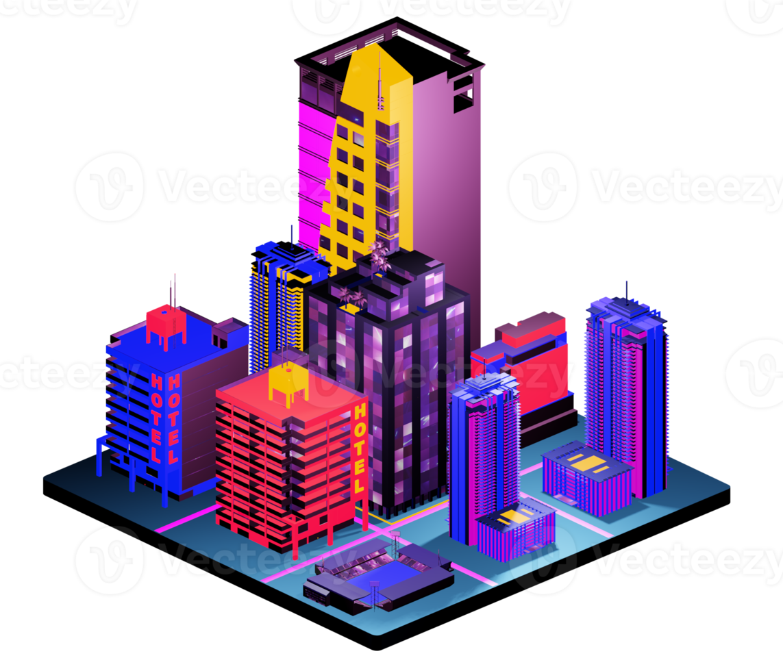 Isometric building in retro style png