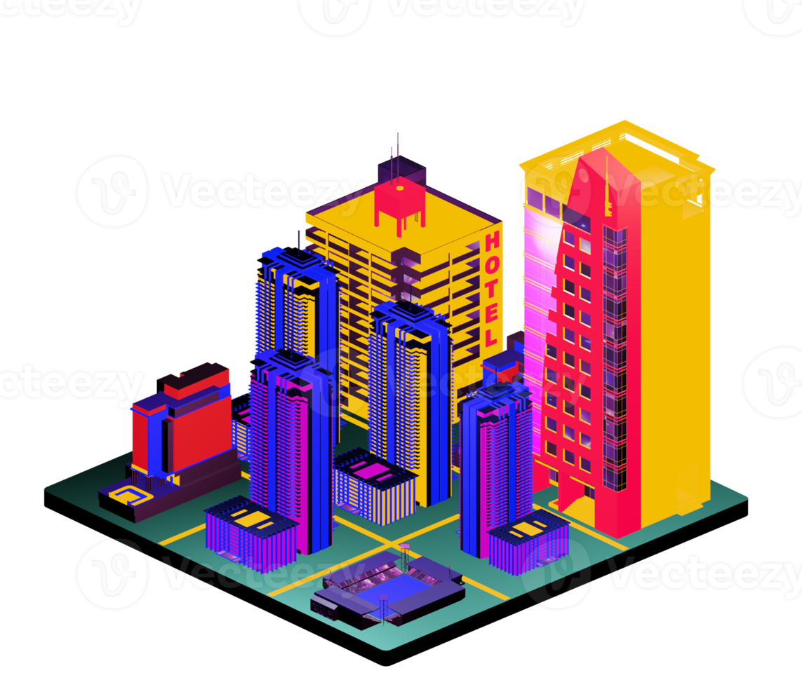 Retro isometric building png