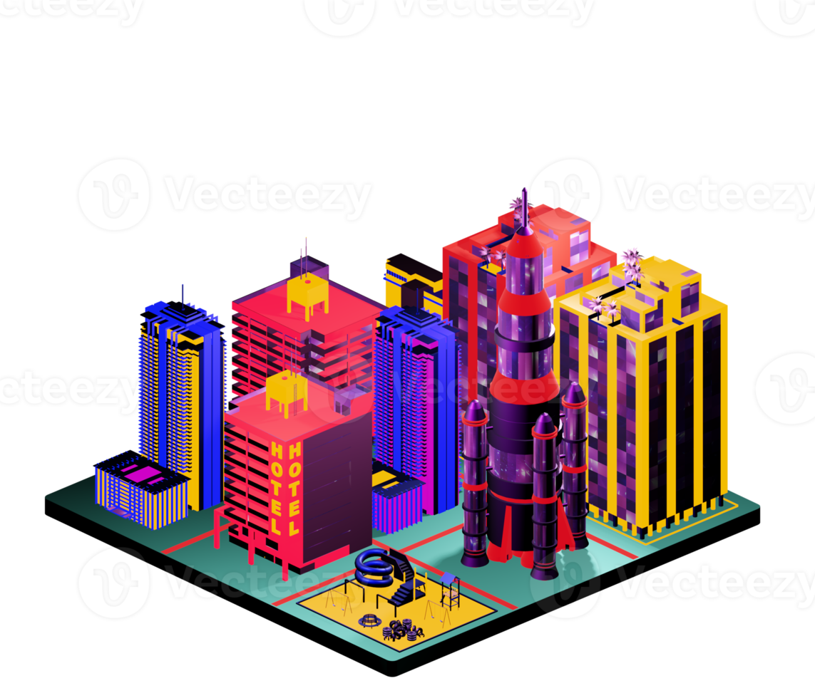 Isometric building in retro style png