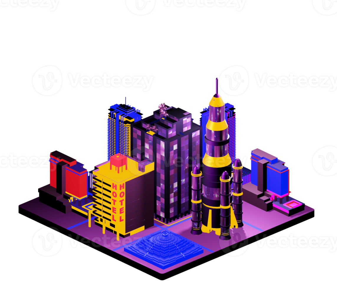 Isometric building in retro style png