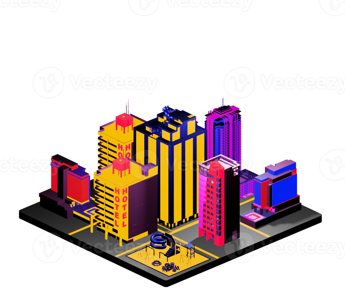 Isometric building arrangement png