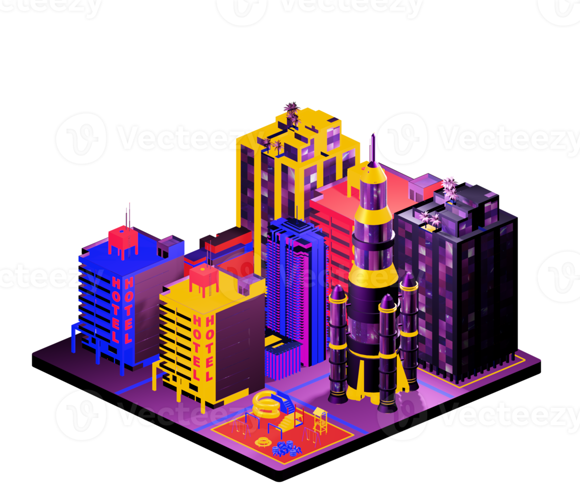 Isometric building arrangement png